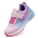 GEERX Joy Kids Sneakers Girls Toddler Little Kid Athletic Lightweight Running Training Tennis Shoes, Pink Purple Blue, 8 Toddler
