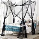 Obrecis Mosquito Net Bed Canopy for Girls, 8 Corner Post Black Gothic Canopy Bed Curtains Mosquito Netting Bed Tent Canopy for Bed Hanging Princess Canopy Bedroom Decor Twin Full Queen King Size Bed