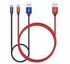 Micro USB Cable Android Charger - SooPii [2-set -4Ft, and 1Ft] Super-Durable Nylon-Braided Fast Sync&Charging Cord for Samsung, Xiaomi, HTC, Nexus, LG, Xbox, PS4, Smartphones & More Micro Supported Devices (Red and Blue)