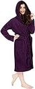 NY Threads Luxury Ladies Hooded Dressing Gown | Super Soft Fleece Women's Robe | Comfortable Loungewear and Nightwear (as8, alpha, m, regular, regular, Plum)