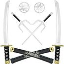 Skeleteen Ninja Sword Toy Set - Fighting Warrior Costume Set with Katana Swords, Sai Daggers, and Shuriken Stars - 6 Pieces