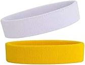 CASHWIN Workout Headband for Women & Men Exercise for Sports Fitness Band Elastic Stretchy (Pack of -2) (Yellow, White)