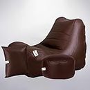 Skyshot Filled with Beans Gaming Chair Sofa Bean Bag with Footrest and Cushion (Brown) (XXXL)