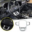 For 2021-2023 Ford F150 F-150 Chrome Inner Steering Wheel Cover Trim Frame Decor