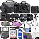 Canon EOS R100 Mirrorless Camera w/RF-S 18-45mm f/4.5-6.3 is STM Lens + Wide Angle Lens + Telephoto Lens + 64GB Memory + 3 Pc Filter Kit + Case + Flash + Tripod + More (37pc Bundle) (Renewed)