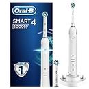 Oral-B Smart 4 Electric Toothbrushes For Adults, Mothers Day Gifts For Her / Him, App Connected Handle, 2 Cross Action Toothbrush Heads, 3 Modes with Teeth Whitening, 2 Pin UK Plug, 4000N, White