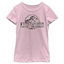 Fifth Sun Little, Big Jurassic World Logo Folk Pattern Girls Short Sleeve Tee Shirt, Light Pink, Large