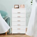 Plastic Drawers Dresser Storage Cabinet with 6 Drawers White Bedside Furniture
