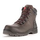 SUREWAY Waterproof Work Boots for Men Soft/Steel Toe Anti-Fatigue Lightweight Waterproof Hiking Boot Full Grain Leather Men's Construction Industrial Safety Working Boots/Shoes, Steel Toe-brown, 10.5