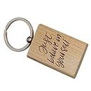 Yaya Cafe Wooden Keyrings Motivational Quotes Just Believe in Yourself Engraved Keychain for Men Women Car Bike Home - Rectangle