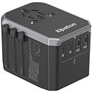 Universal Travel Adapter- with 3 USB Type C Travel Charger, 2 USB Type A, AC Universal Power Adapter - International Travel Adapter Europe to Canada, European Plug Adapter, UK to Canada Plug Adapter
