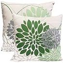 Sage green Decorative Throw Pillow Covers 22x22 Inch Pillow Covers for Couch Living Room Bedroom Outdoor,Modern Sofa Throw Pillow Cover,Farmhouse Geometric Floral Linen Square Pillow Case,Set of 2