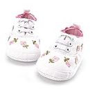 Baby Girl Shoes White Lace Floral Ricamato Soft Shoes Prewalker Walking Toddler Scarpe per Bambini First Walker (White,6-12 M)
