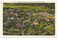 Maryville Tennessee TN Aeroplane View Maryville College Vintage Linen Postcard