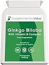Ginkgo Biloba Capsules 90 x 2000mg - Dizziness and Vertigo Treatment - Focus Tablets, Concentration Pills for Brain, Memory - Blood Circulation -Ginkgo Biloba Herbal Supplements with Vitamin B Complex