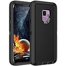 Mieziba for Galaxy S9 Case, Heavy Duty Shockproof Dust/Drop Proof 3 Layer Full Body Protection Rugged Cover Case for Galaxy S9, Black