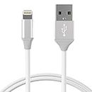 TalkWorks iPhone Charger Lightning Cable 4ft Short Strain Relief Heavy Duty Cord MFI Certified for Apple iPhone 12, 12 Pro/Max, 12 Mini, 11, 11 Pro/Max, XR, XS/Max, X, 8, 7, 6, 5, SE, iPad - White