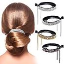 ANCIRS 4 Colors Tassel Ponytail Hair Clips for Women, Rhinestone Hair Styling Claws for Buns Hair Holder, Large Glittering Hair Pins Accessories for Girls