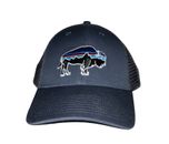 Patagonia Fitz Roy Bison Buffalo Cotton /Mesh Snapback Trucker Hat Cap Blue