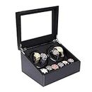 GaNkas Rotating Watch Box Organizer, Watch Cases for Men, 4+6 Large Watch Holder, Automatic Watch Winder Display Box, Leather Wood Watch Case Jewelry Box for Men (Crocodile Pattern)