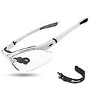 ROCKBROS Photochromic Sports Sunglasses Mens Cycling Glasses MTB Biking Sunglasses, Adjustable, with Removable Elasctic Band, White