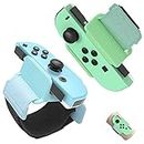 FANPL Upgrade Wrist Bands Compatible with Dance 2024/2023/2022, Adjustable Elastic Strap for Switch & OLED JoyCon Controller, Fit for Adults & Children,2 pack (for Animal Crossing Blue & Green)