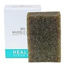 Marble Hill Health Scrub Bar Tea Tree Oil Soap Anti-Fungal Antibacterial for Sweat Rash Ring worm Body Odour Yeast Smell Exfoliating Natural Cleanser Acne Athletes Foot Healthy Feet Skin Nails 100g