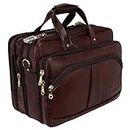 HYATT Leather Accessories 16 Inch 24 litres Capacity Leather Laptop Office Briefcase for Men Upto16 inch Laptop Compartment Dimension-L-16 X H-12 X W-6 Inch Weight-1.4 KG (BROWN)