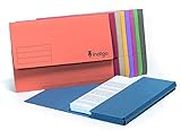 indigo® Premium Foolscap Document Wallet Half Flap 285gsm Capacity 32mm (Assorted, Pack of 10)