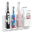 simpletome Adhesive Electric Toothbrush Holder Wall Mounted Razor Hanger Bathroom Organizer Box ABS (White)