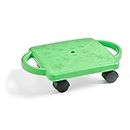 hand2mind Green Indoor Scooter Board with Safety Handles for Kids Ages 6-12, Plastic Floor Scooter Board with Rollers, Physical Education for Home, Homeschool Supplies (Pack of 1)
