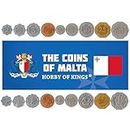7 Coins from Malta | Maltese Coin Set Collection 1 2 5 10 25 50 Cents 1 Lira | Circulated 1991-2007 | Blue Rock Thrush | Mahi Mahi | Weasel | Maltese Freshwater Crab