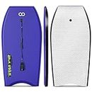 WOOWAVE Bodyboard 33-inch/37-inch/42-inch Premium IXPE Body Board with Coiled Wrist Leash, Super Lightweight EPS Core and HDPE Slick Bottom, Perfect Surfing for Kids Teens and Adults (37 inch, Blue)