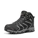 NORTIV 8 Men's 160448 Black Grey Ankle High Waterproof Hiking Boots Outdoor Lightweight Shoes Backpacking Trekking Trails Size 10 M US
