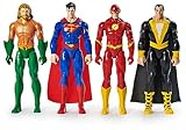DC Comics, Action Figure 4-Pack, Aquaman, Superman, The Flash, Black Adam, 30.48cm, Collectible Superhero Kids’ Toys for Boys and Girls, Ages 3+