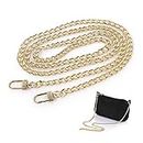ASTER Purse Chain Straps 120cm Gold Handbag Purse Strap with Metal Buckles for Purse Handbags Wallet Clutch Crossbody Bag DIY Replacement Straps
