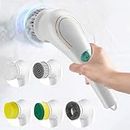 Electric Scrubber,Motorized Cleaning Brush and Five Interchangeable Brush Heads, Power Scrubber Mop, Handheld Power Shower Scrubber for Wall Window Kitchen Sink Bathroom Floor Bathtub Tile