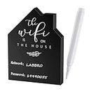 Wifi Password Sign for Home Wooden Table Wifi Sign Wooden Freestanding Chalkboard Style House Shape with Board Erasable Pen for Home Business Centerpieces(5x3.74 Inch,Black)