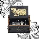 MINGZE Caja de música de Madera manivela, Pure Hand-Classical Music Box Hand-Wooden Music Box Creative Wooden Crafts Best Gifts, Variedad de Estilos (Beauty and The Beast（Black）)