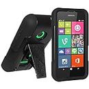 Amzer Double Layer Hybrid Case Cover with Kickstand for Nokia Lumia 530 - Retail Packaging - Black