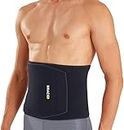 Bracoo Premium Waist Trimmer Wrap (Broad Coverage), Sweat Sauna Slim Belly Belt for Men and Women - Abdominal Waist Trainer, Weight Less, Increased Core Stability, Metabolic Rate, SE22 Black