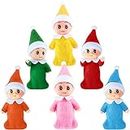 6 Pieces Little Christmas Elves Colorful Elf Doll Twins Baby Doll Elf for Xmas New Year Advent Calendars and Christmas Stocking Stuffers Classic Plain Style (Plain Style)