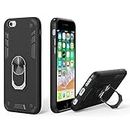 Zapcase Back Case Cover for iPhone 6s | Shock Proof Case for iPhone 6s with Camera Protection (Amor | Hybrid PC+TPU | Full Protection with Ring Holder Kickstand | Black)