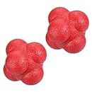 PATIKIL Bounce Reaction Balls, 2 Pack Coordination Ball Agility & Speed Reflex Training Game Sports Ball TPR High Difficulty for Baseball Soccer Softball Basketball, Red