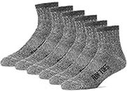 FUN TOES Merino Wool Ankle Socks Pack of 6 Arch Support and Cushioning Heel to Toe Reinforcement Ideal for Hiking - Black - Men 10-13