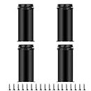 TamBee Furniture Cabinet Metal Legs Adjustable Stainless Steel Kitchen Feet Round Black 50 x 60 x 150mm Pack of 4