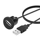 YACSEJAO USB Flush Mount Kabel USB 2.0 Dashboard Panel Dash Mount Verlängerungskabel mit Schnalle für Auto LKW Boot Motorrad Armaturenbrett, 1m