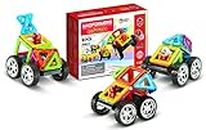 Magformers WOW Plus Magnetic Building Blocks Toy. Makes 30 Different Cars With Detachable Race Driver. STEM Toy With 18 Pieces., 70702