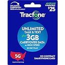 Tracfone $25 Plan - Unlimited Talk and Text, 3 GB of Data / 30 Days (Physical Delivery)