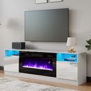 70inch Fireplace White TV Stand Cabinet w/Electric Heater Insert Fire 12 Colour